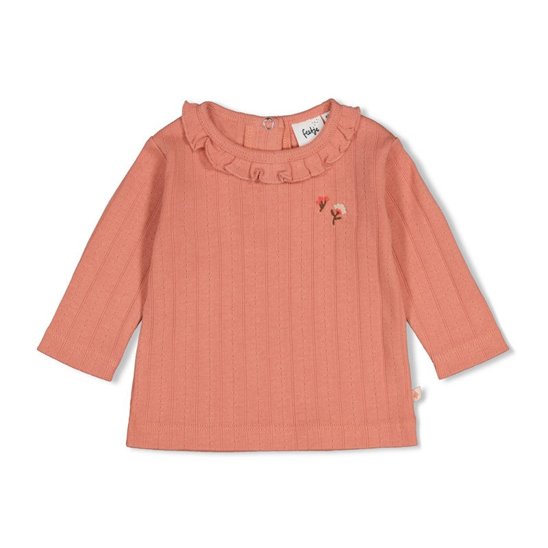 Feetje | Geripptes Longsleeve Pointelle – Forest Garden